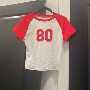 Red and White Kids Raglan Shirt